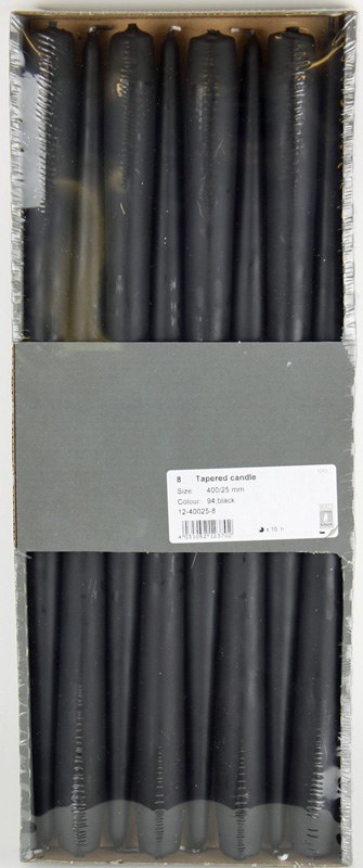 Picture of Black Tall Taper Candles 400mm x 25mm x 8